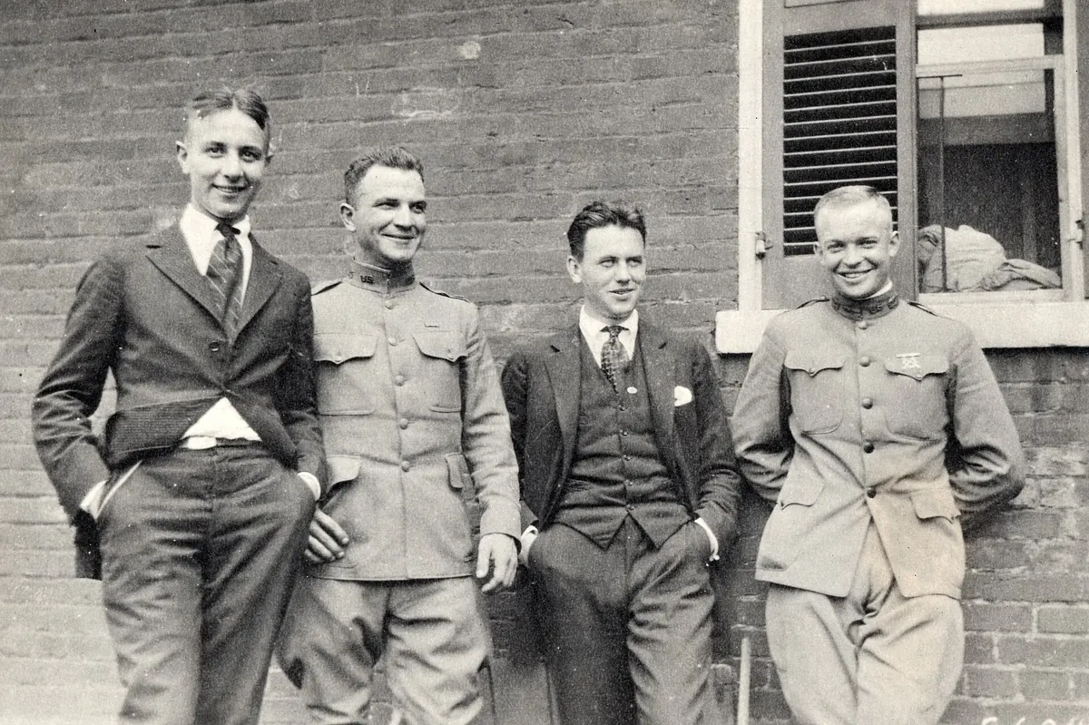 Lt. Col. Dwight D. Eisenhower with fellow officers on the Army's 1919 transcontinental convoy