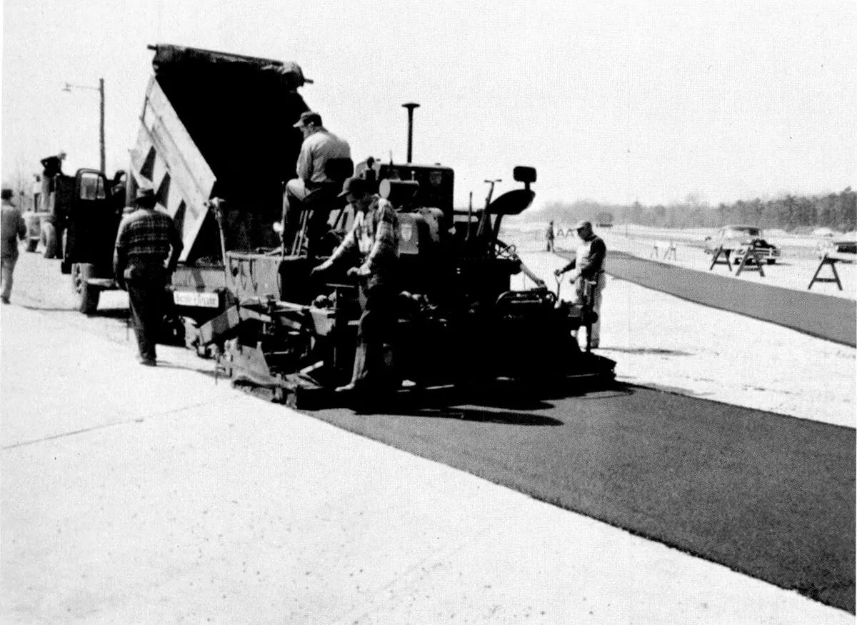 Crews paving the New Jersey Turnpike in the early 1950s